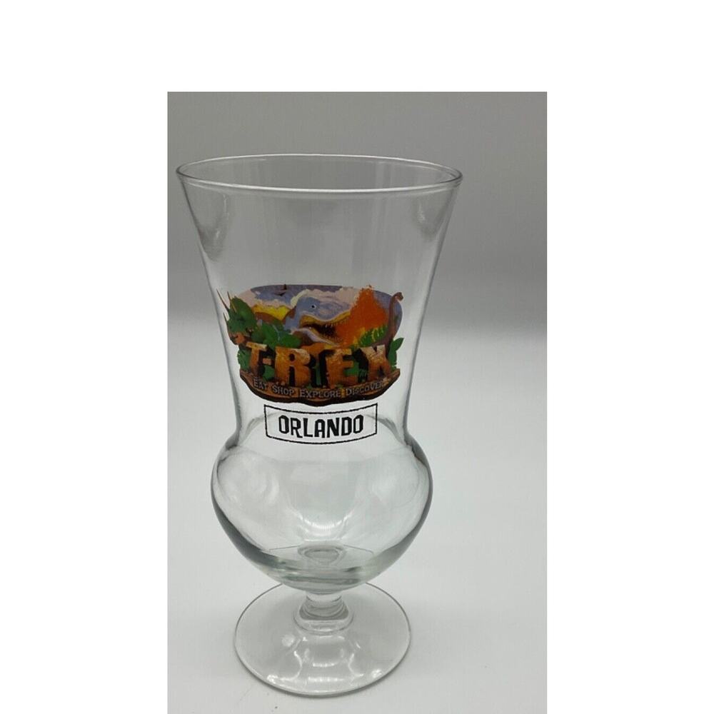 T-Rex and‎ Rainforest Cafe Orlando Souvenir Hurricane Glass, 16 oz Dinosaur